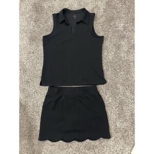 Freely Women’s Athletic Black Sleeveless Shirt Skort Set Textured Med Large
